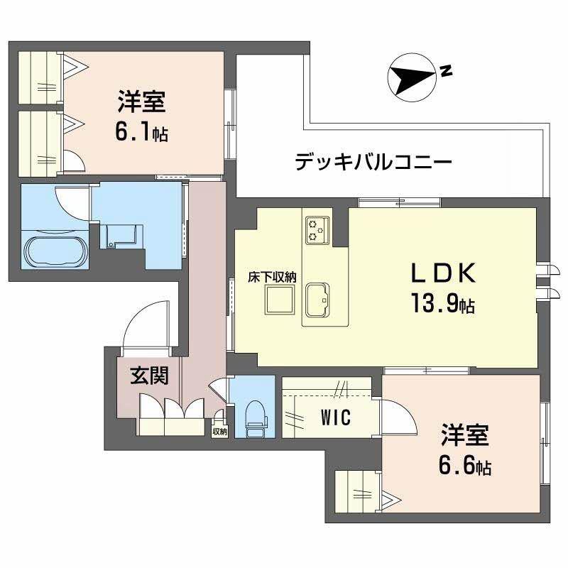 ジェイエイチエスプレミア学園前(2LDK/1階)の間取り写真