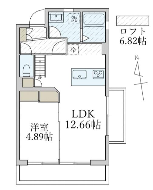 カンフローエンス・久地(1LDK/5階)の間取り写真