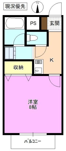 ハイムサンライズ(1K/1階)の間取り写真