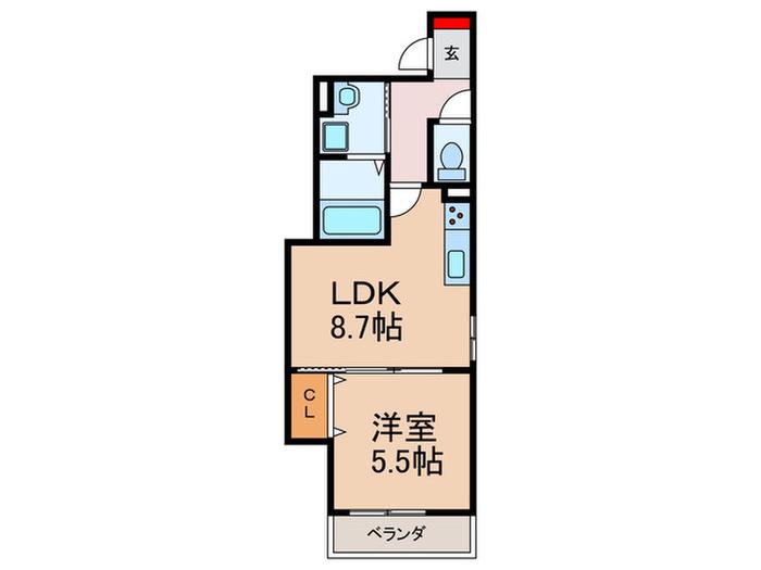 クリエオーレ藤阪中町I(1LDK/2階)の間取り写真