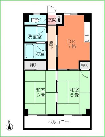 コンフォートT.T(2DK/3階)の間取り写真