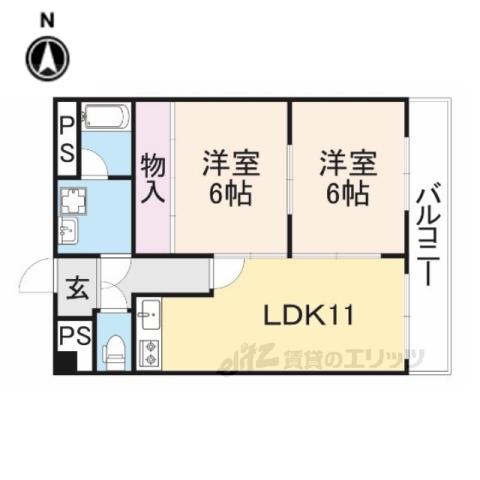 フェルザ長田(2LDK/4階)の間取り写真