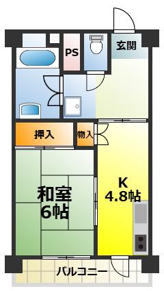 泉北竹城台2丁1号棟(1DK/10階)の間取り写真