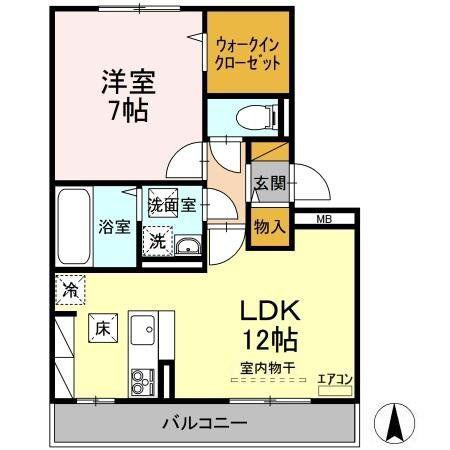 クレールI(1LDK/1階)の間取り写真