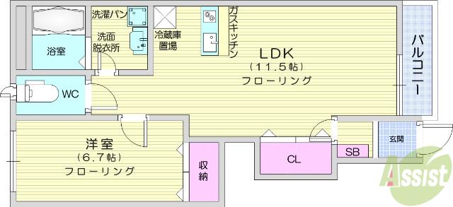 ルミエールⅠ(1LDK/1階)の間取り写真