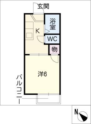 サンライフ西中山(1K/2階)の間取り写真