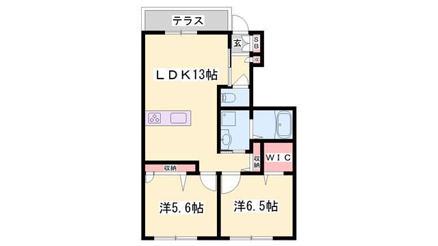 ラ・フォルテ西明石(2LDK/1階)の間取り写真