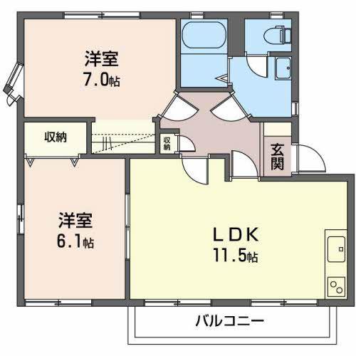 クレストアベニューC(2LDK/2階)の間取り写真