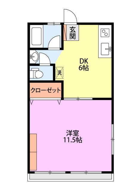 コーポ柊(1DK/2階)の間取り写真