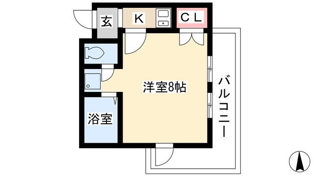 クレドール望が丘(1K/2階)の間取り写真