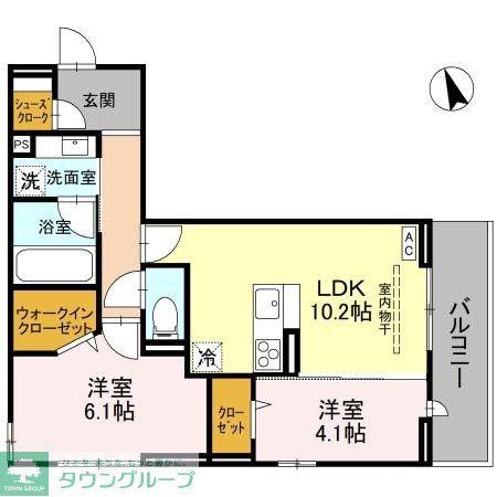 D-ROOM大瀬4丁目SMII(2LDK/3階)の間取り写真