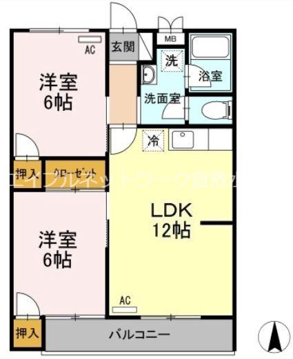 サンシティーフジ(2LDK/2階)の間取り写真
