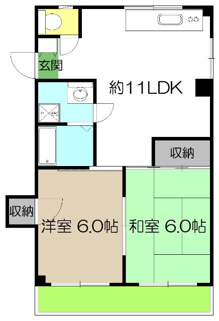 レジデンス前里(2LDK/3階)の間取り写真