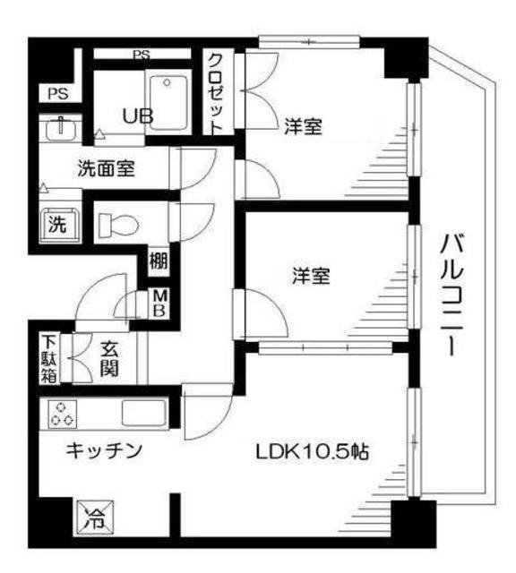 ウーノグランデ中野(2LDK/6階)の間取り写真