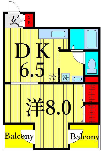 町屋ニュートーキョービル(1DK/7階)の間取り写真