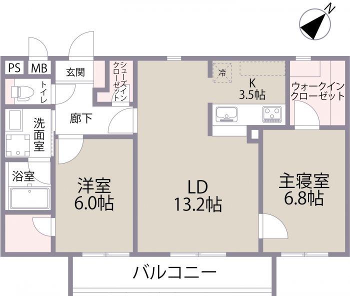 グリニッジコート(2LDK/2階)の間取り写真