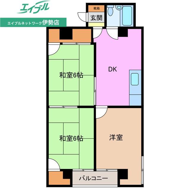 シャトーナツヤマ(3DK/4階)の間取り写真