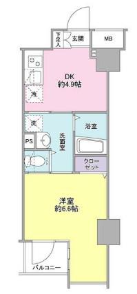W723(1DK/2階)の間取り写真