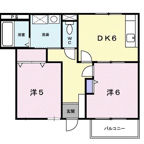 ステージアI(2DK/1階)の間取り写真