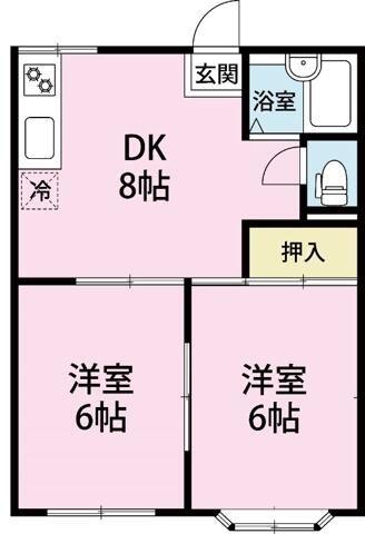 エメラルド紺屋C棟(2DK/2階)の間取り写真