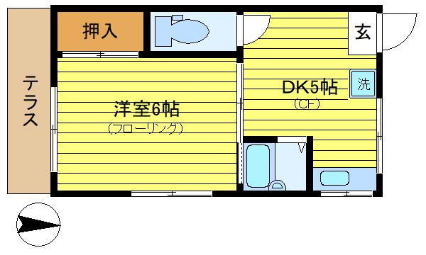 A-122(1DK/1階)の間取り写真