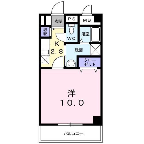 ドミールソレイユ(1K/2階)の間取り写真