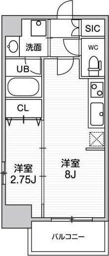 FORTUNEY江坂II(1LDK/2階)の間取り写真