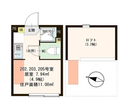マグノリアテラス東小岩(ワンルーム/2階)の間取り写真