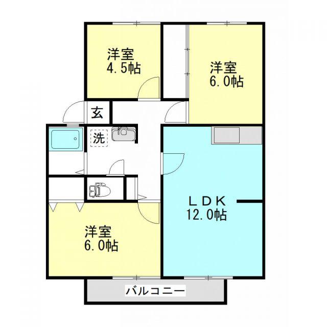 サンビレッジ西大寺(3LDK/2階)の間取り写真