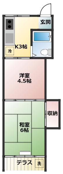 紫苑荘(2K/2階)の間取り写真