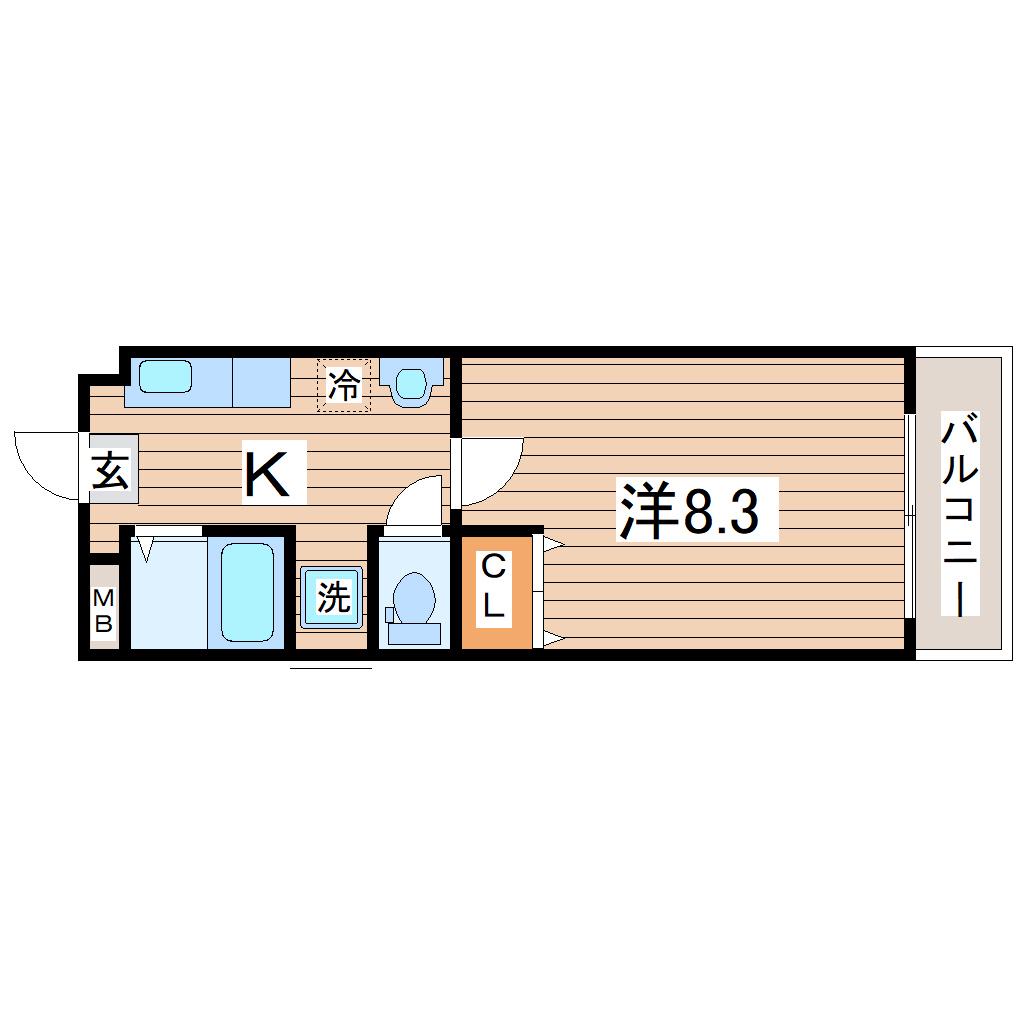 スターリット上杉(1K/4階)の間取り写真