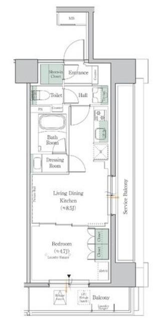 ONE ROOF RESIDENCE NAKANO(1LDK/7階)の間取り写真
