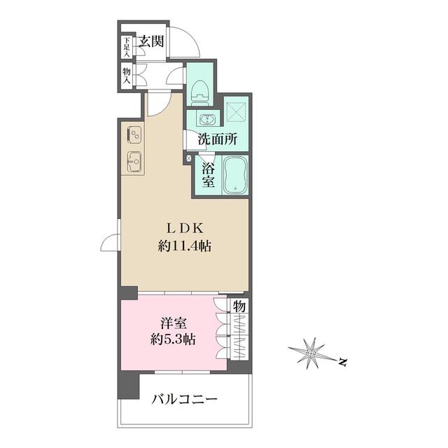 プライムアーバン菊川(1LDK/5階)の間取り写真