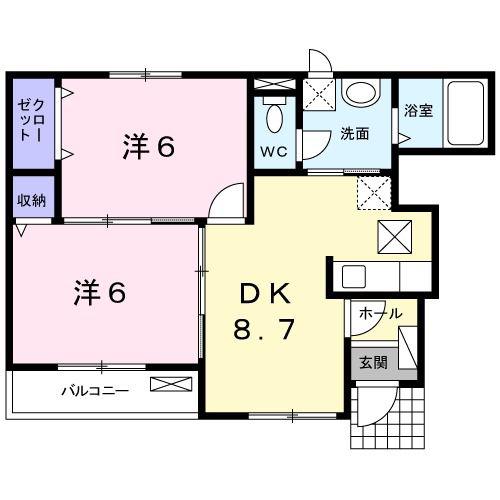 ラネージュIII番館(2DK/1階)の間取り写真