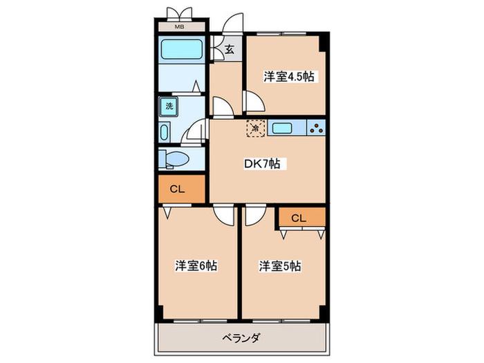 ヴィレッジ20(3DK/5階)の間取り写真