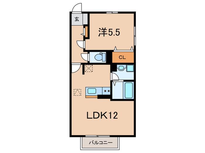 ブランコート(1LDK/1階)の間取り写真