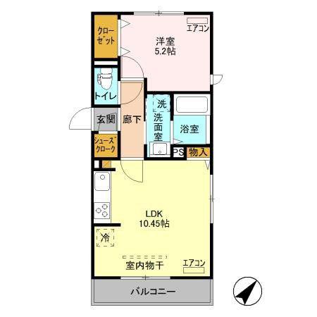 アクシス五井(1LDK/2階)の間取り写真