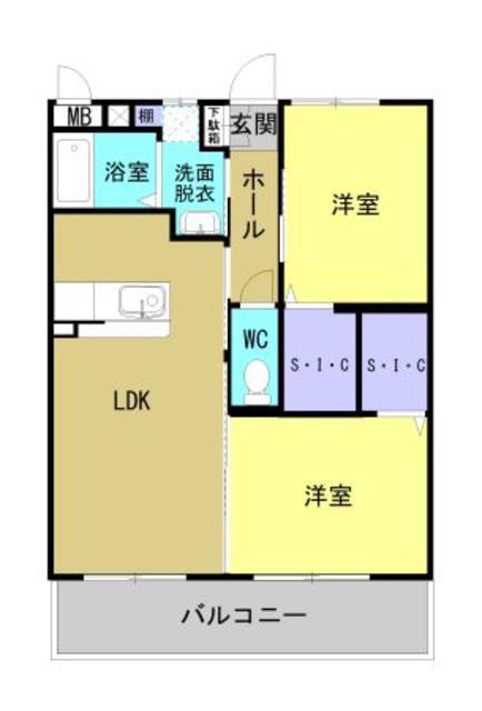 恒久南Tマンション(2LDK/2階)の間取り写真