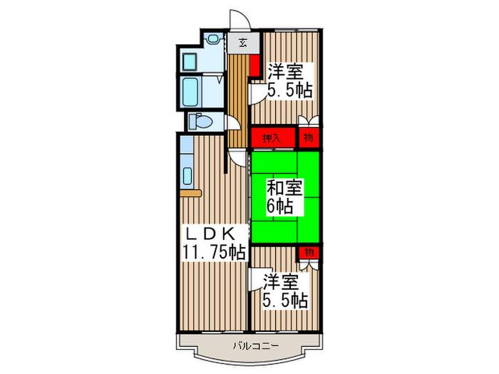 サンジェルマン2(3LDK/5階)の間取り写真