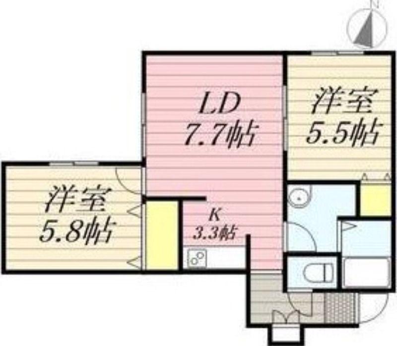 メゾンクー・ドゥ・クール(2LDK/4階)の間取り写真