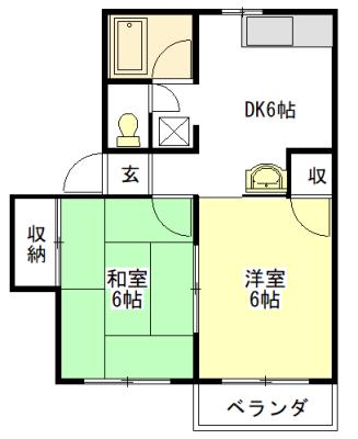 メゾンフジミズ(2DK/1階)の間取り写真