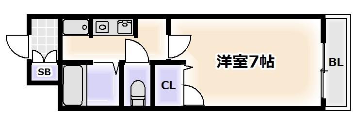 フルーレ住之江(1K/8階)の間取り写真
