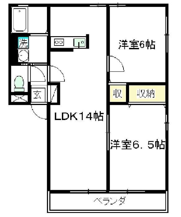 カニス ファミリアス(2LDK/2階)の間取り写真