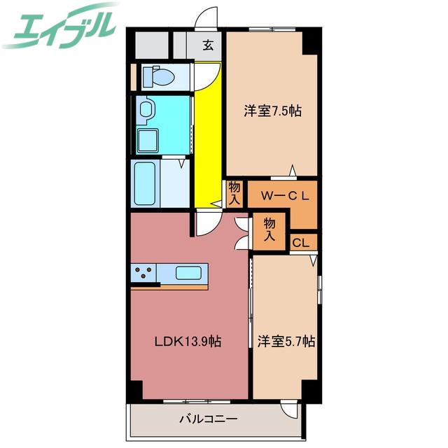 ココ シェリアン(2LDK/4階)の間取り写真