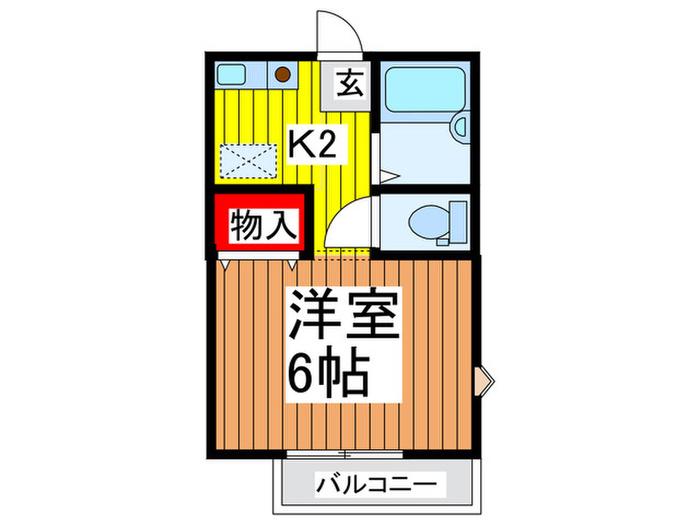 フローラ花俣(1K/2階)の間取り写真
