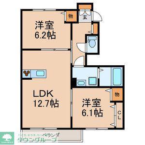 ルミエール磯(2LDK/1階)の間取り写真
