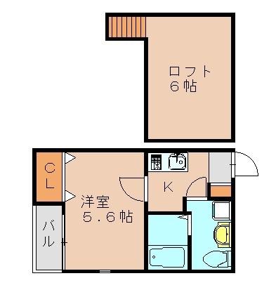 SOL箱崎(1K/2階)の間取り写真