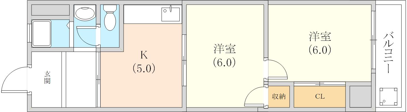 ニュー楠丘(2K/4階)の間取り写真