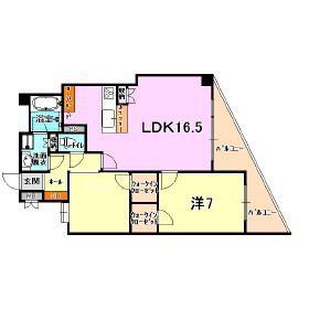 アーバンヴィレッジ神戸中山手(1SLDK/10階)の間取り写真