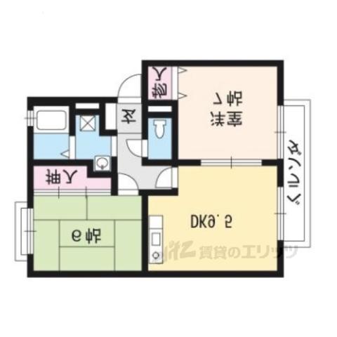 上桂サンシティーB棟(2LDK/2階)の間取り写真